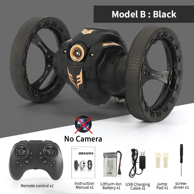 RC Stunt Car With Wifi Hd Camera Bounce Car Flexible Wheels Rotation Led Light Remote Control Jumping Vehicle Toy Gift Q207