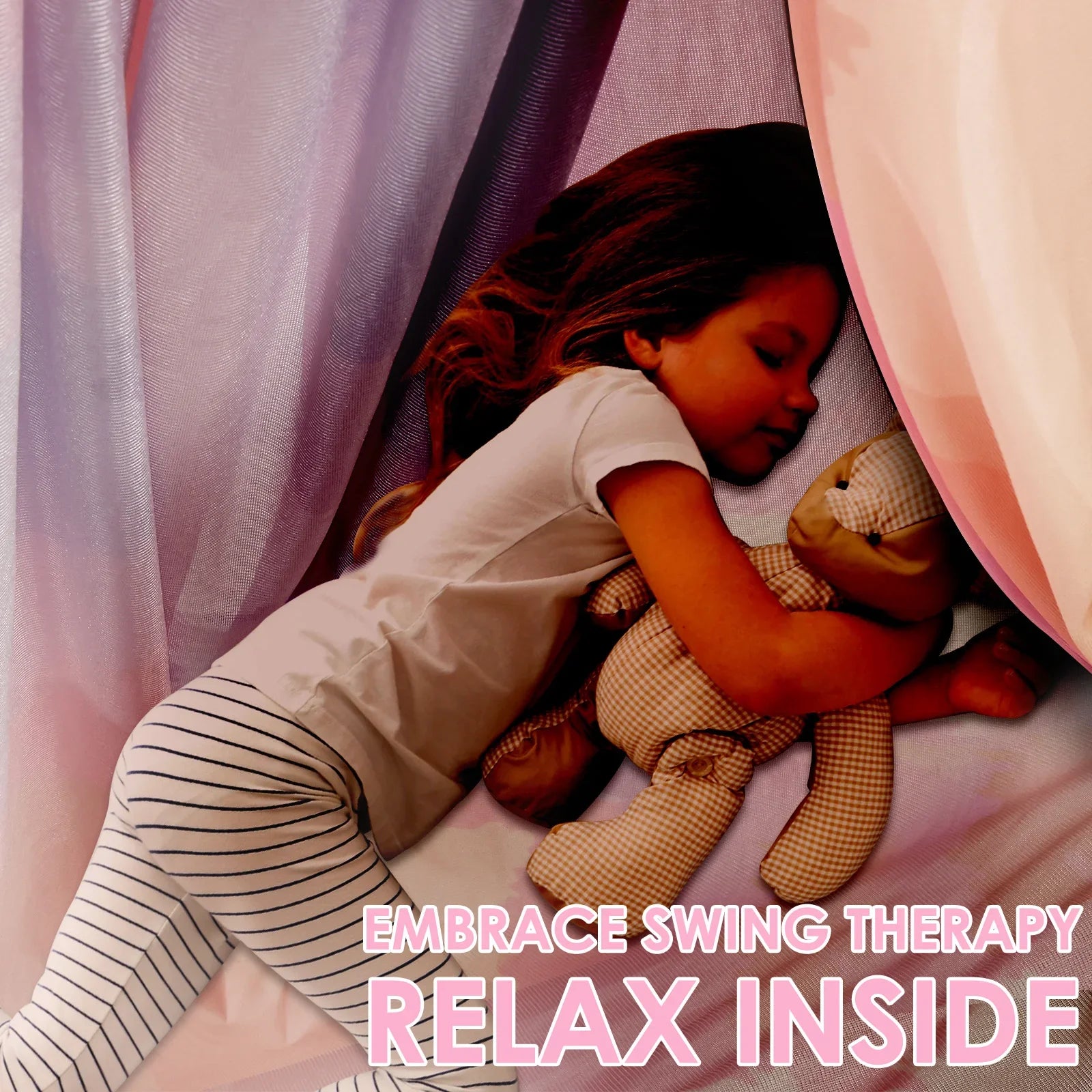 Sensory Swing Comfortable Kids Sensory Hammock Holds up to 200 lbs Indoor Cuddle Swing with 360° Swivel Hardware for Children