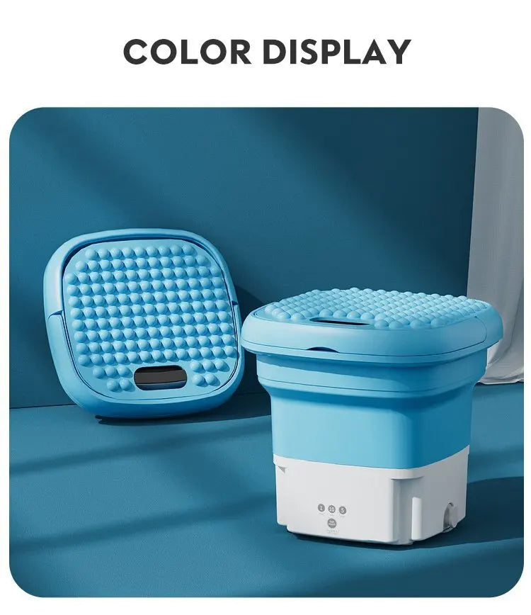 Portable folding washing machine With Spin Dryer Household Automatic Blue Light Sterilization Mini Underwear Laundry Washer