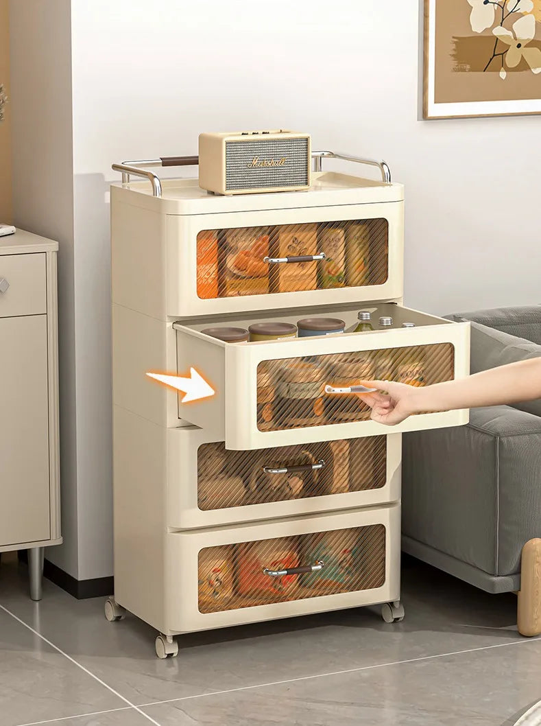 Storage Cabinet Drawer Style Household Snack Toy Storage Cabinet Mobile Layered Small Cart Storage Rack Removable Nightstand