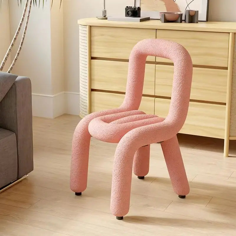 Nordic Style Creative Curved Chair, Plush Upholstered Kids/Accent Living Room Furniture