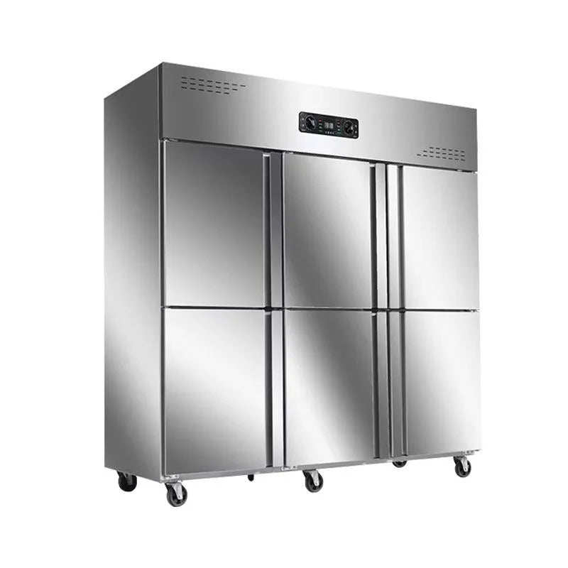 4-Door Commercial Freezer Refrigerator - Large Vertical Air Cooling Frozen Food Storage for Kitchen Restaurant