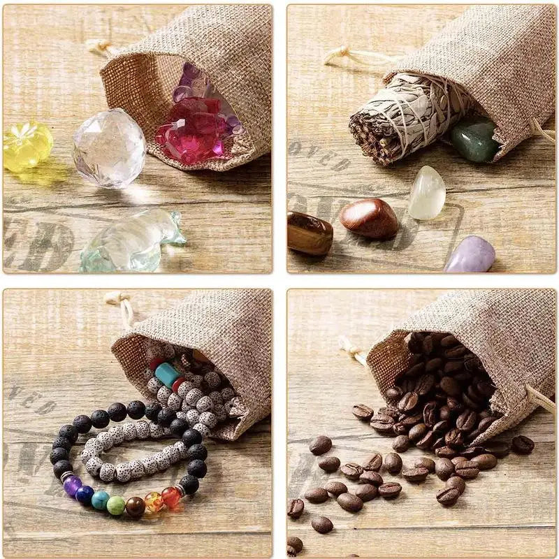 15pcs Set 13*18cm New Christmas Linen Drawstring Gift Bags, Jewelry Gift Bags, Party Drawstring Gift Pouches in Random Patterns