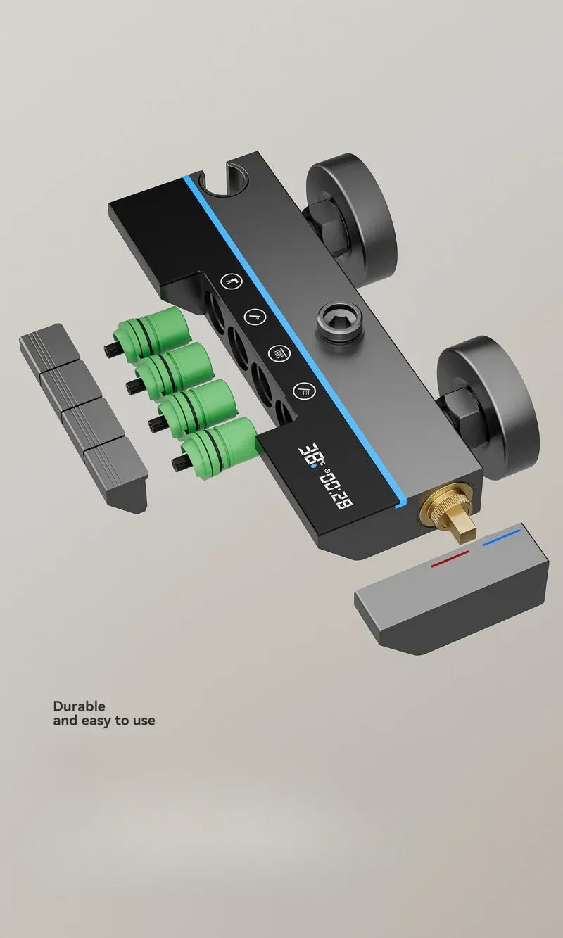 Grey Intelligent Digital Shower System Wall Mounted Bathroom Shower Faucet Set Temperature Display Rainfall Bathroom Shower Set