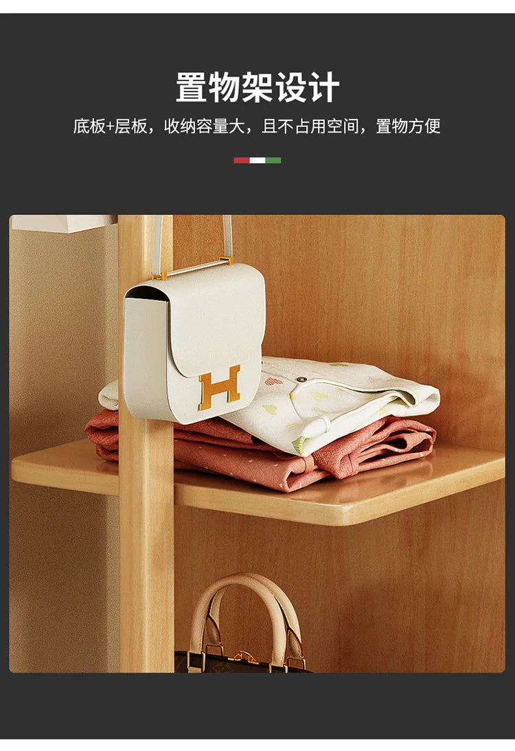 Solid wood full-body mirror floor mirror bedroom home rotatable full-length mirror hanging hanger integrated