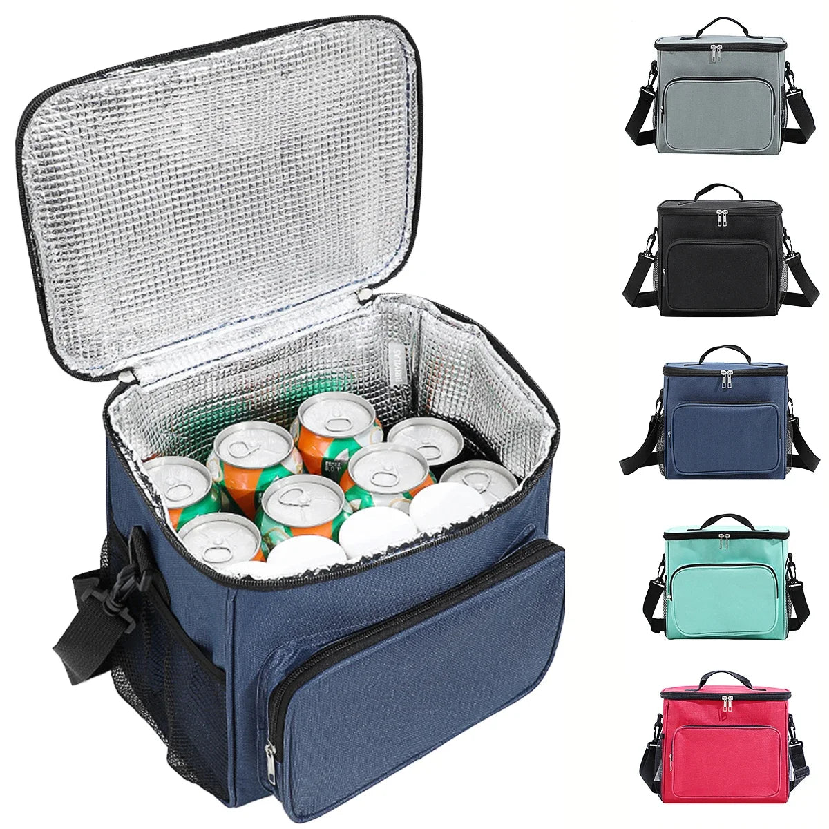 Portable lunch bag food thermal box durable waterproof office cooler lunchbox with adjustable shoulder strap insulated case. ZMT