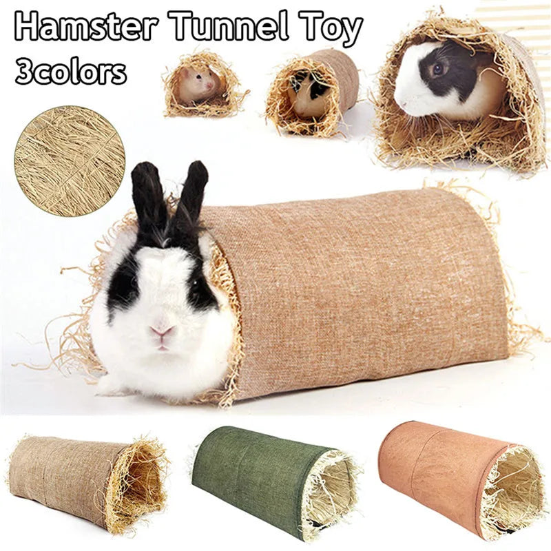 Foldable Woven Rabbit Cages Pets Hamster Guinea Pig Bunny Grass Chew Toy Mat House Bed Nests for Small Animal Rabbit Accessories