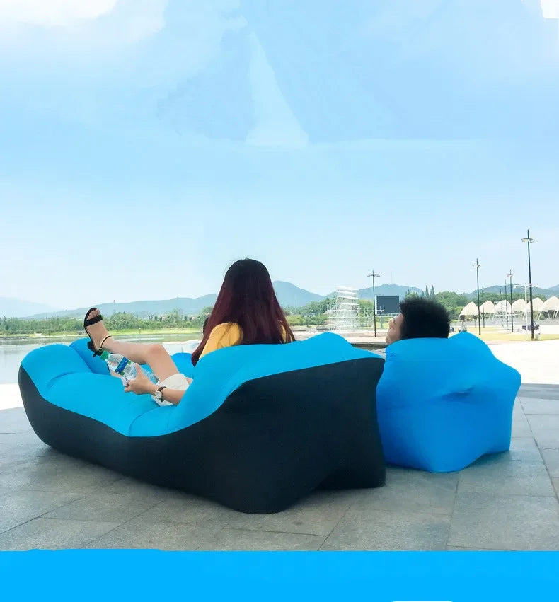 OTAUTAU Inflatable Sofa Lazy Sofa Outdoor Portable Picnic Camping Beach Festival Inflatable Lazy Mattress Inflatable Sofa