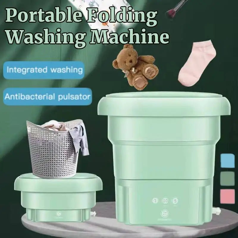 Portable folding washing machine With Spin Dryer Household Automatic Blue Light Sterilization Mini Underwear Laundry Washer