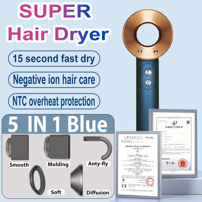 1600W Professional Hair-care Negative Ion Hair dryer 220V Leafless Hairdryer High Speed household Blow Dryer Salon Style Tool