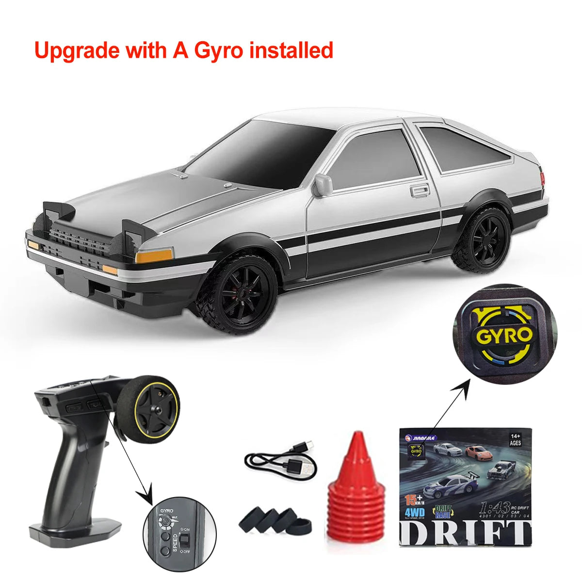 Upgraded Gyro 1/43 RC Drifting Car Racing RTR 4WD High Speed Radio Control Model 2.4G Drift Race Vehicle Mini Gifts