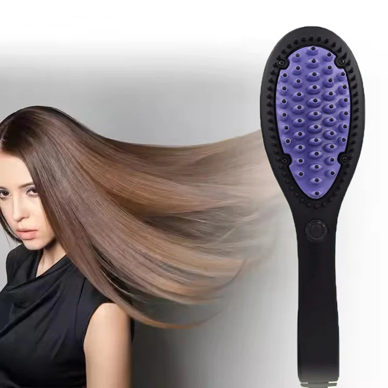 Professional Hair Straightening Brush Black Electric Ceramic Comb Multifunctional Hairbrush Electronic Curler Curling Tool Irons