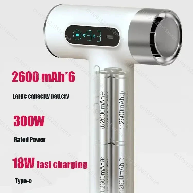 Super Portable USB Charging Wireless Hair Dryer 100000RPM High Wind Powerful Cold/Hot Air Styling Tools LED Display
