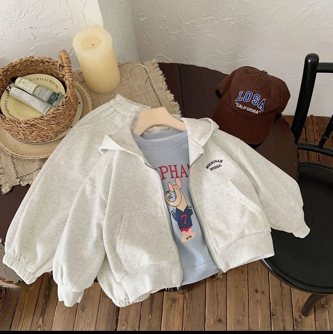 High Quality Children's Composite Cotton Set 2025 Spring Autumn New Korean Girl Boys Letter Baby Casual Hooded Sports 2pcs Set