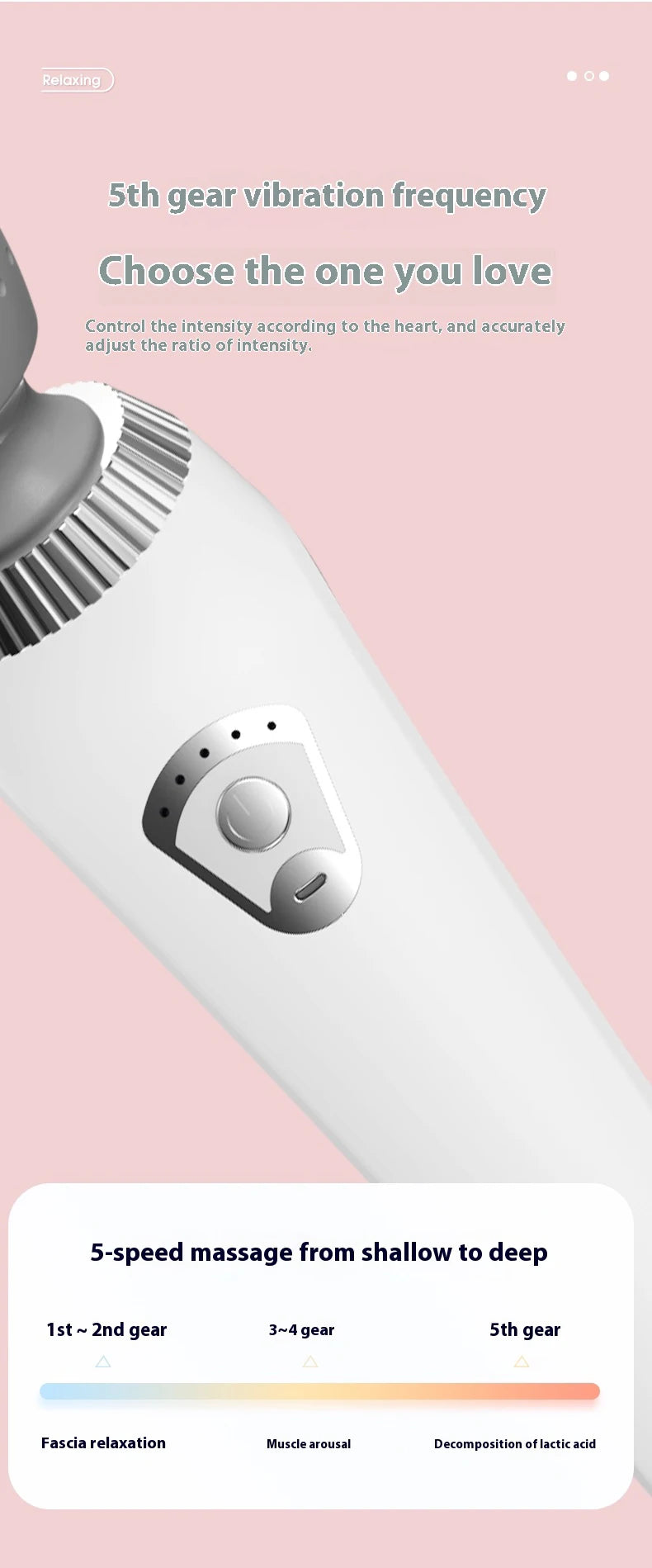 Deep Tissue Massage Gun USB Rechargeable Portable Full Body Muscle Massage 5-speed Adjustable Fascia Gun Pink and Black