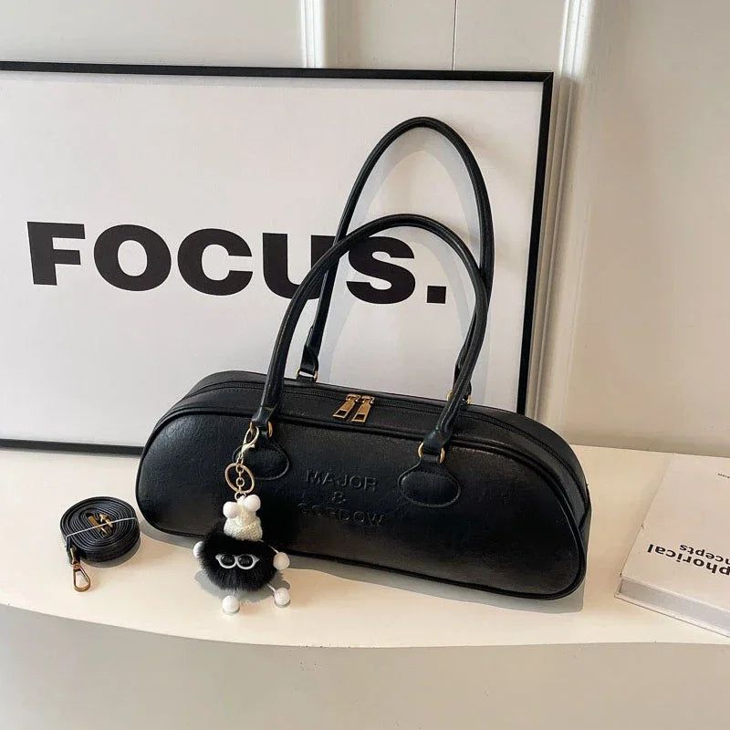 Pu Solid Sewing Zipper Shoulder Bags Soft Baguette Type 2024 High Quality Bags for Women Large Capacity Women's Handbags