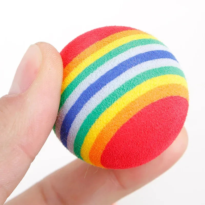 10PCS/5PCS Rainbow Cat Toys Ball Interactive Cat Dog Play Chewing Rattle Scratch Ball Training Cat Rainbow Ball Toy Pet Supplies