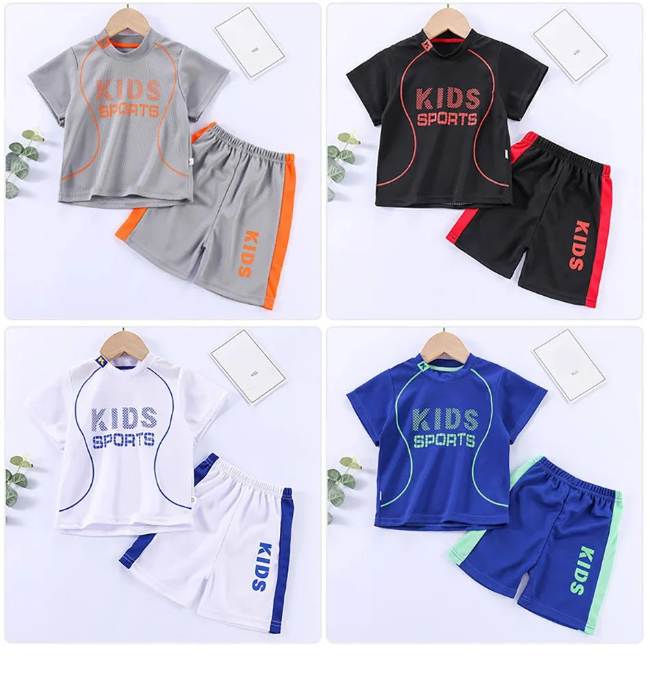 Children Summer Short Sleeve Football Basketball Suit Clothing Set Boy Girl Jersey Quick Drying Breathable Kids Sports Wear