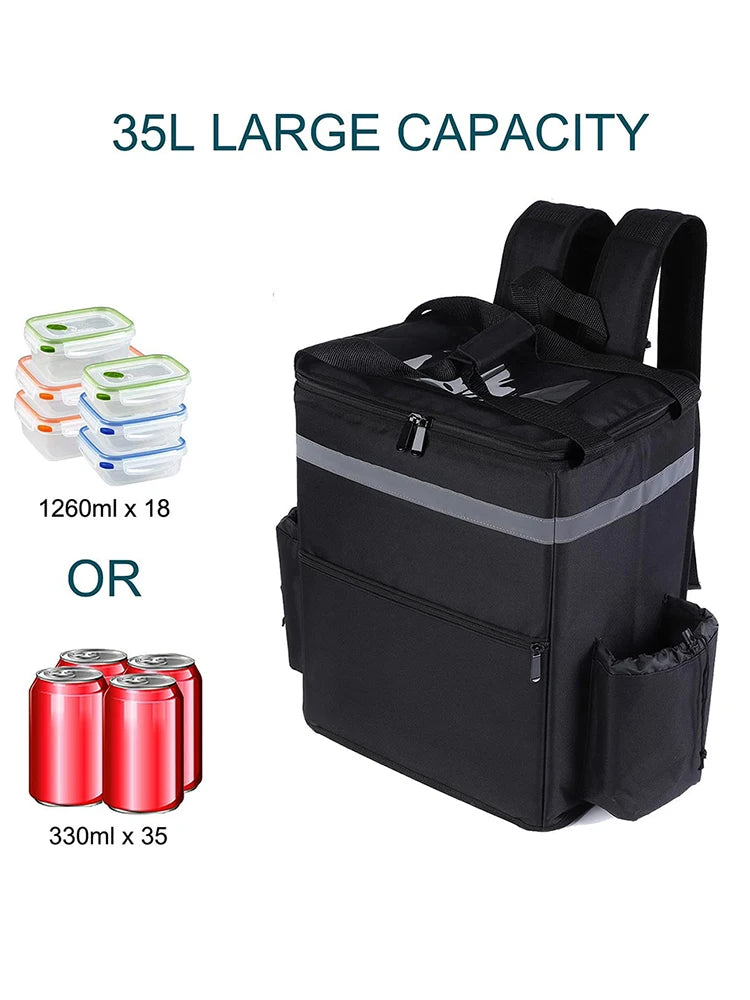 Insulated Delivery Backpack - Thermal Food Delivery Bag for Riders, 30L Large Capacity Takeout & Grocery Backpack