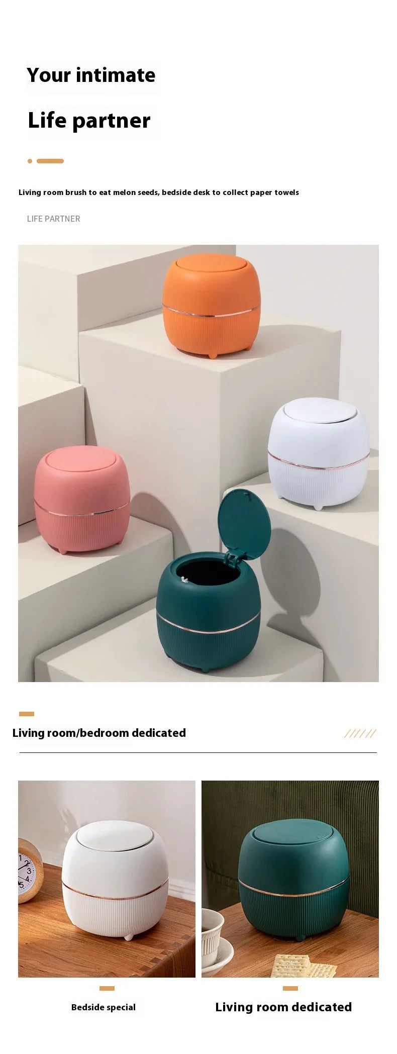 Mini Creative Desktop Trash Desk Light Luxury Pop-up Lid Storage Bucket kitchen bedroom make up desktop  Rubbish Storage Bucke