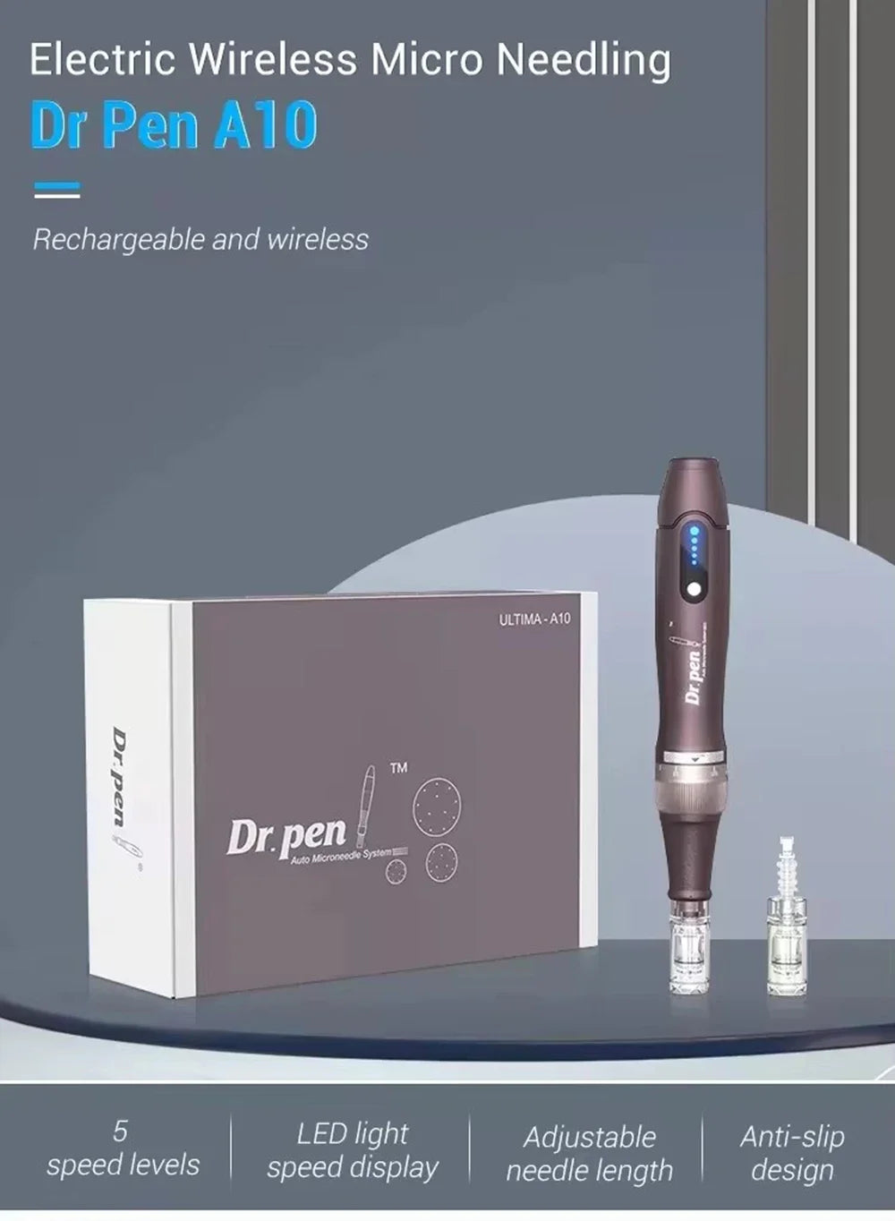 Original Dr.pen Ultima A10 With 2pcs Cartridge Wireless Skin Care Derma Pen Micro Microneedle Skin Pen Skin Rejuvenation Machine