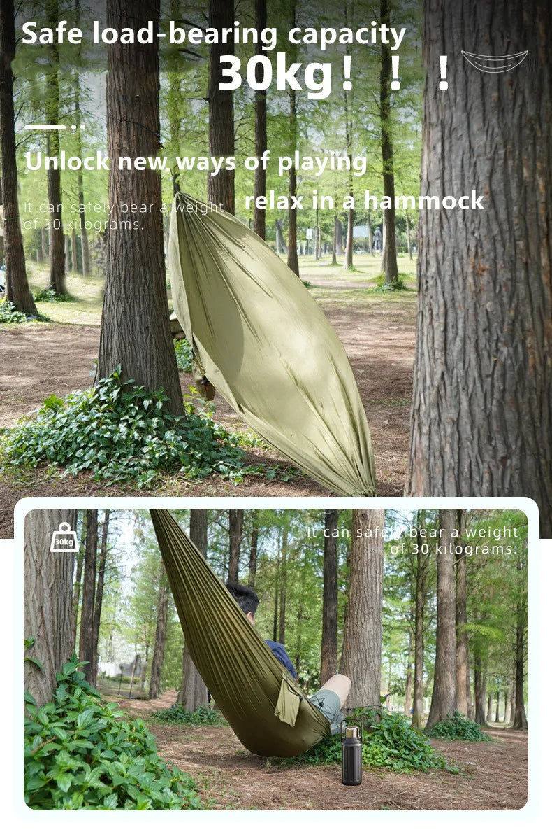 Outdoor 2-in-1 sunshade double-person anti-rollover mosquito-proof hammock, camping quick-opening hammock, with storage hammock