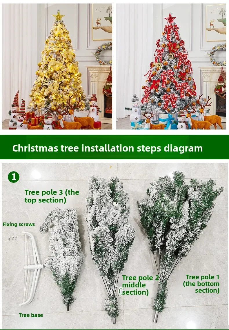Realistic Snow Flocked Christmas Tree PVC Artificial Pine Tree White Snow Covered Xmas Tree for Store Window Decoration