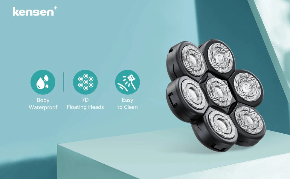 Kensen Razor Head Replacement Shaver Head Floating Washable Electric 7D Shavers Beard Practical Hair Trimmers Kit Cutter Blades