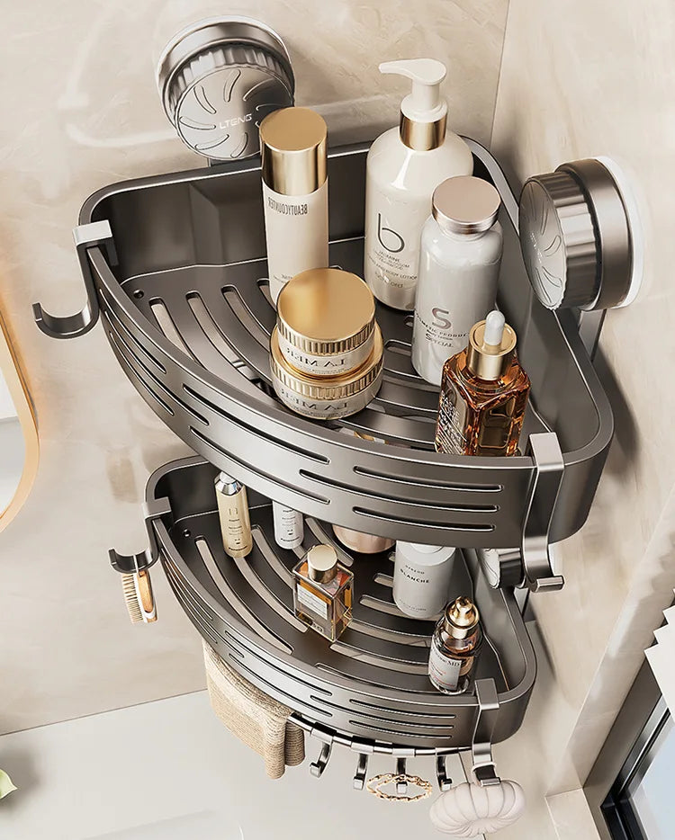 Bathroom suction cup triangular basket storage rack, bathroom washbasin corner, no need to drill holes, wall-mounted toilet