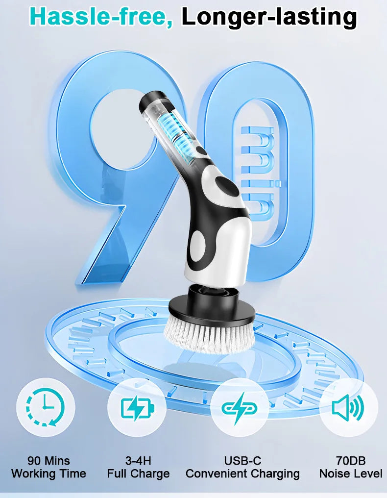 Multifunctional Electric Cleaning Brush Voice Rechargeable Smart Rotary Cleaning Brush Kitchen Cleaning Brush