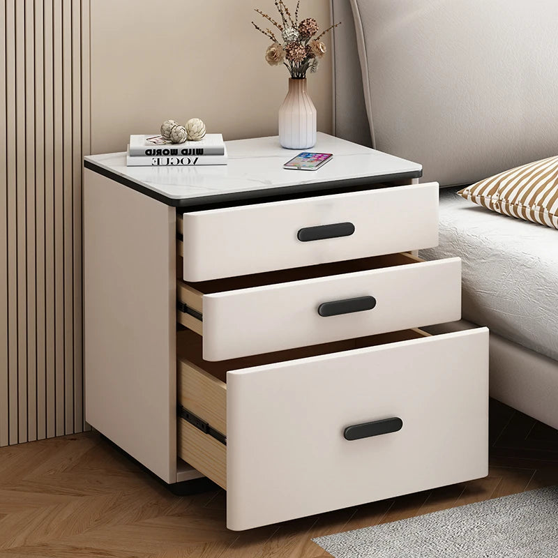 Safe Luxury Bedside Table With Lock Secret Compartment Glamour Metal Nightstands Designer Multifunctional Criado Mudo Furnitures