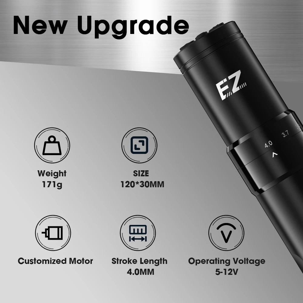 Caster Plus Adjustable Wireless Cartridge Tattoo Machine Pen 1500mAh Wireless Battery  Led Display for Cartridge Tattoo Needles