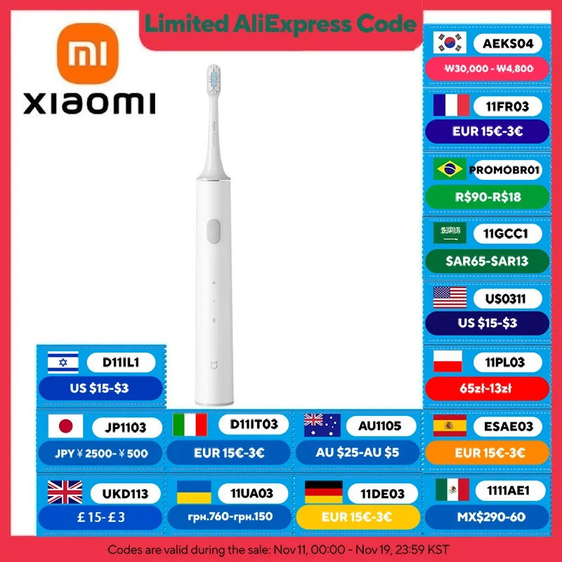 XIAOMI MIJIA T300 Sonic Electric Toothbrushes,One Charge For 25 Days,IPX7 Waterproof Rechargeable Toothbrush Whiten teeth,2 Mode