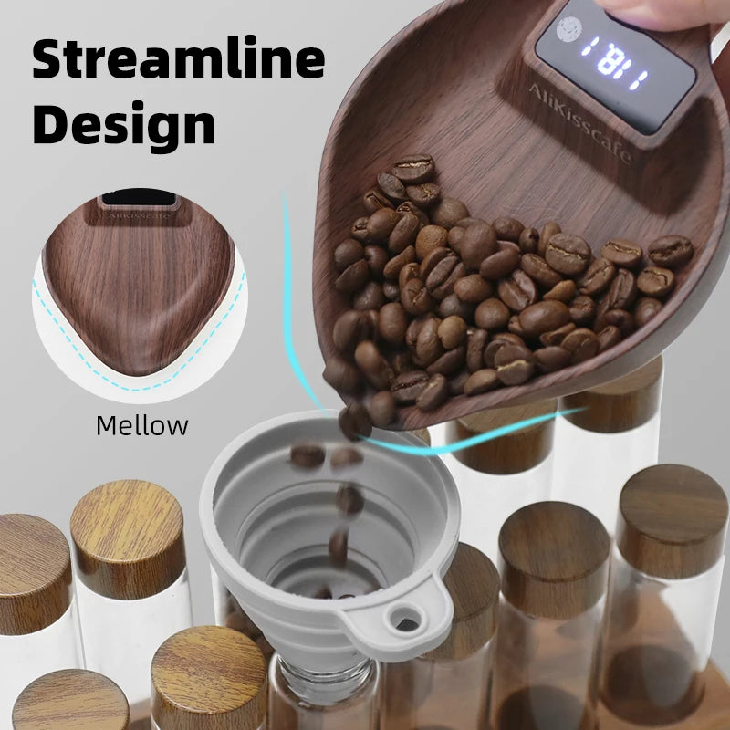 AliKisscafe Coffee Scale Electronic Bean Measuring Scale ABS Espresso Weighing Display Tray Spray 0.1g Kitchen Barista Accessory