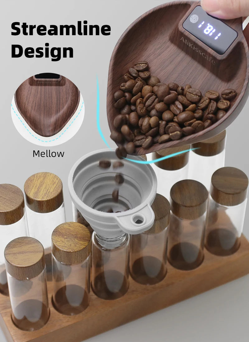 AliKisscafe Coffee Scale Electronic Bean Measuring Scale ABS Espresso Weighing Display Tray Spray 0.1g Kitchen Barista Accessory