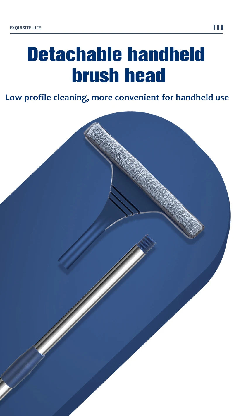 2 in 1 Window Mesh Screen Brush Window Cleaner Magic Broom Wiper Telescopic Long Handle Window Mop Squeegee Wiper Cleaning Tool