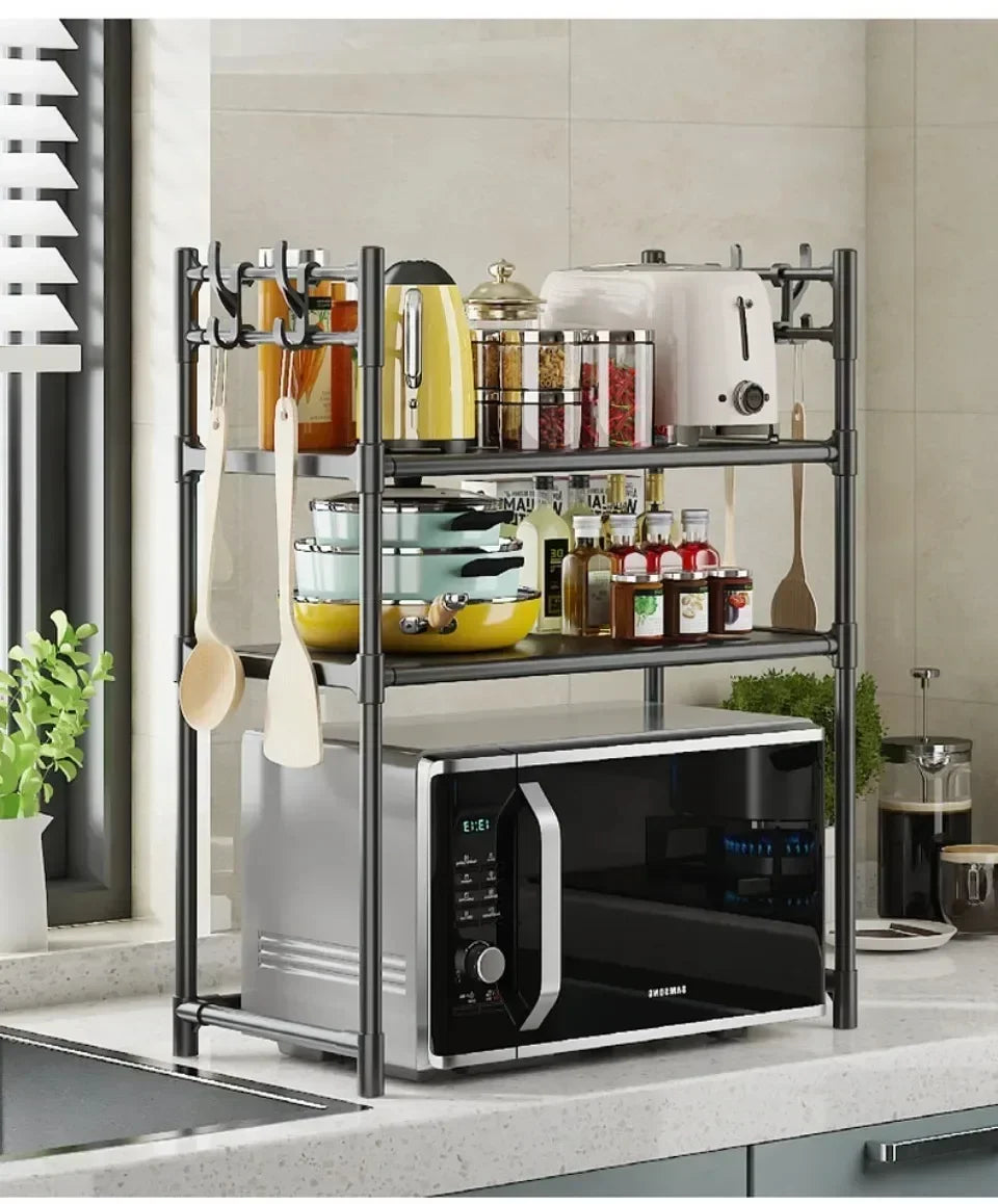 Multi Layer Kitchen Storage Rack Microwave Oven Rack Simple Vertical Storage Rack Kitchen Accessories Countertop Seasoning Rack