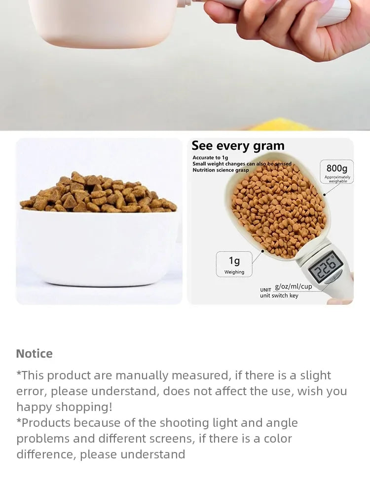 Pet Food Scale LCD Electronic Precision Weighing Tool Dog Cat Feeding Food Measuring Spoon Digital Display Kitchen Scale