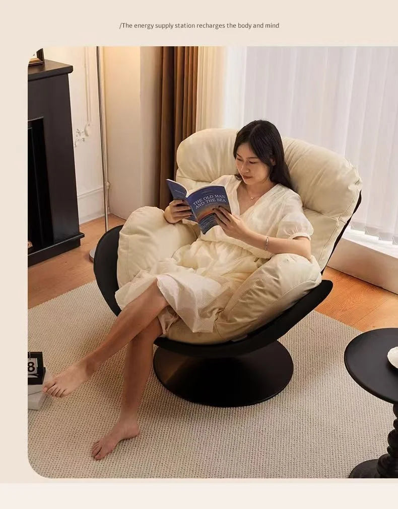 X&D Nordic Single Rotating Sofa Modern Simple Home Living Room Balcony Bedroom Eggshell Chair Light Luxury Lazy Rocking Chair