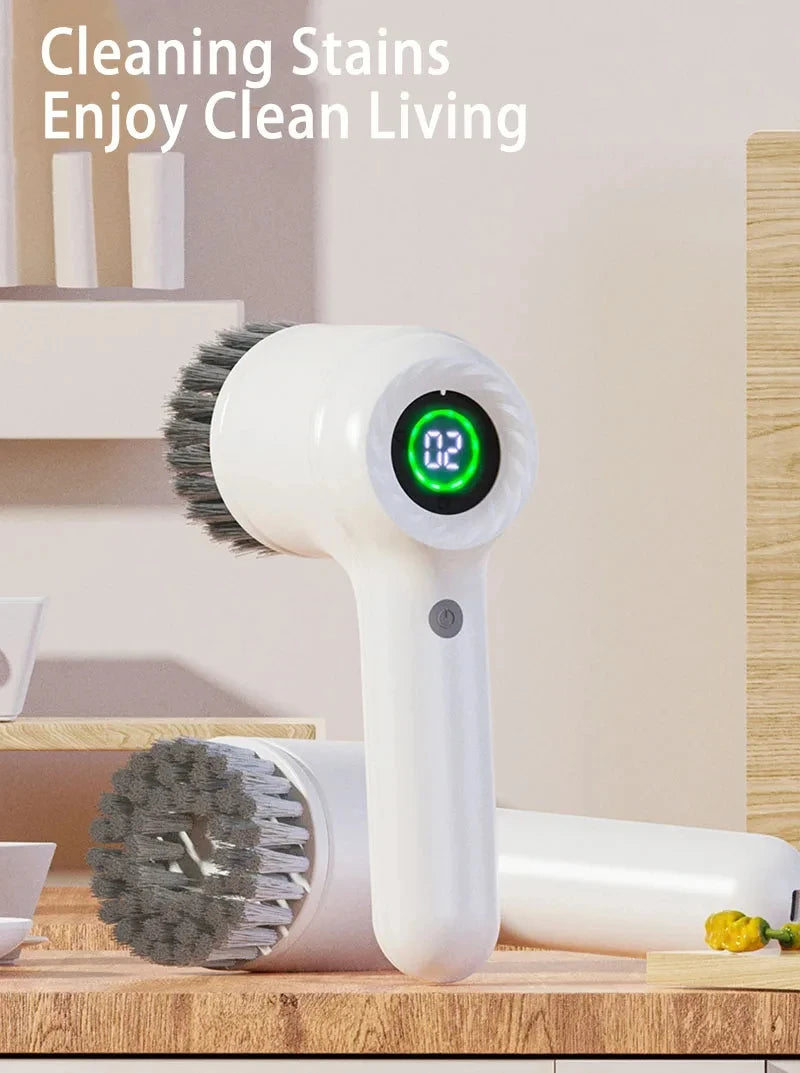Xiaomi Electric Scrubber LED Display Cleaning Brush Waterproof High Speed Powerful 4head Cleaning Brush For Bathroom Kitchen