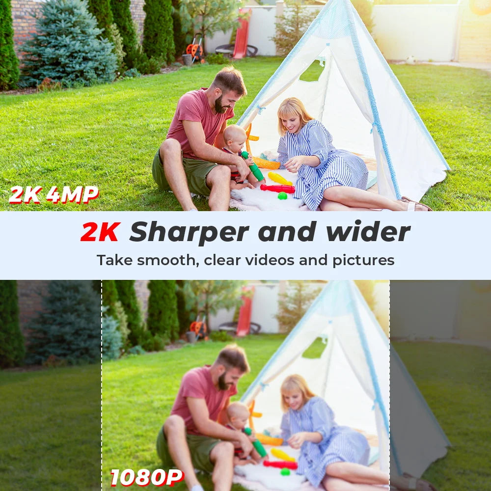 4MP Wifi Camera Outdoors 2K HD Security PTZ IP Camera AI Auto Detect Tracking Indoor Baby Night Color Camera Surveillance ICSee