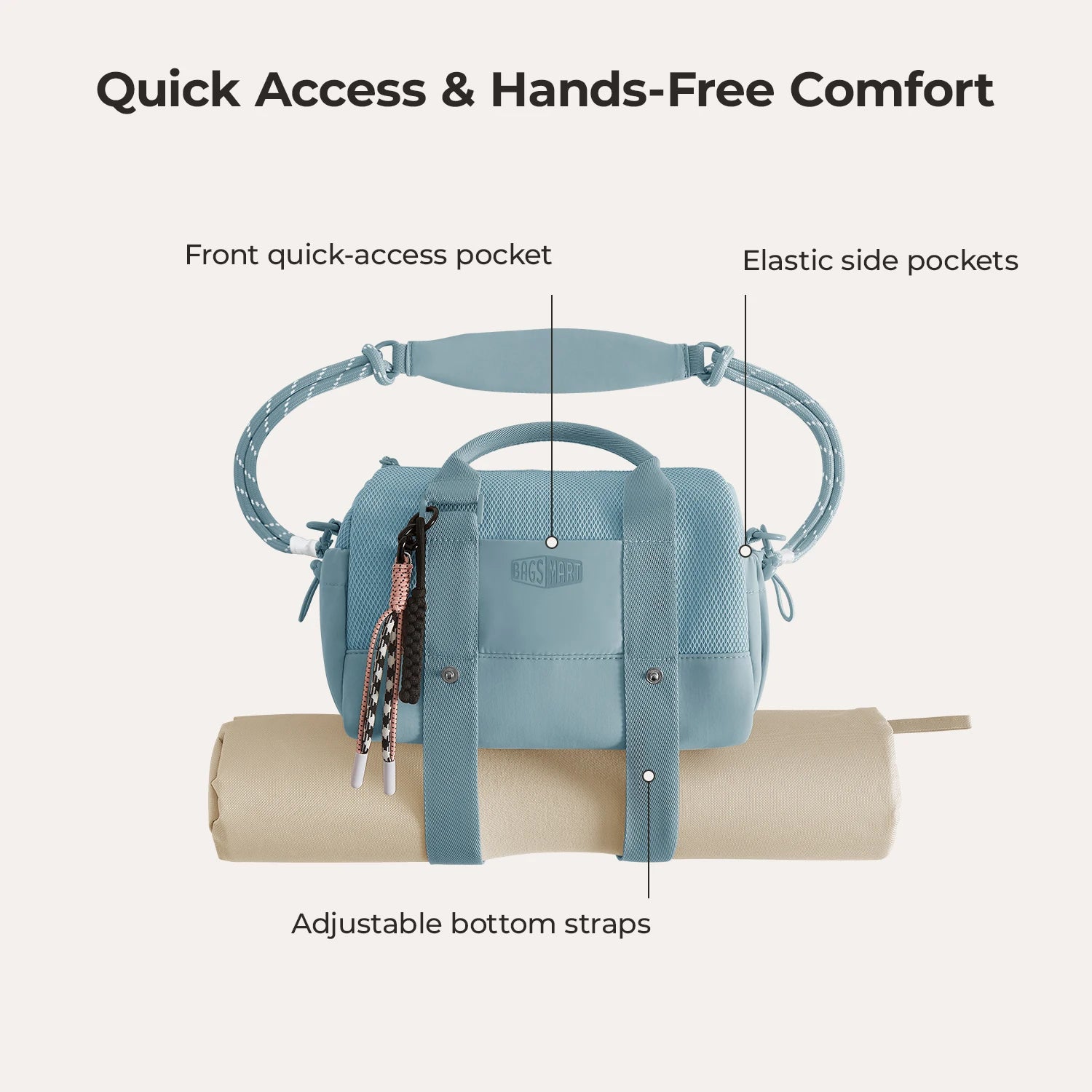 BAGSMART Boston Bag for Women Mini Duffel Shoulder Crossbody Bag Waterproof with Wet Pocket Gym Travel Daily Beach Weekender