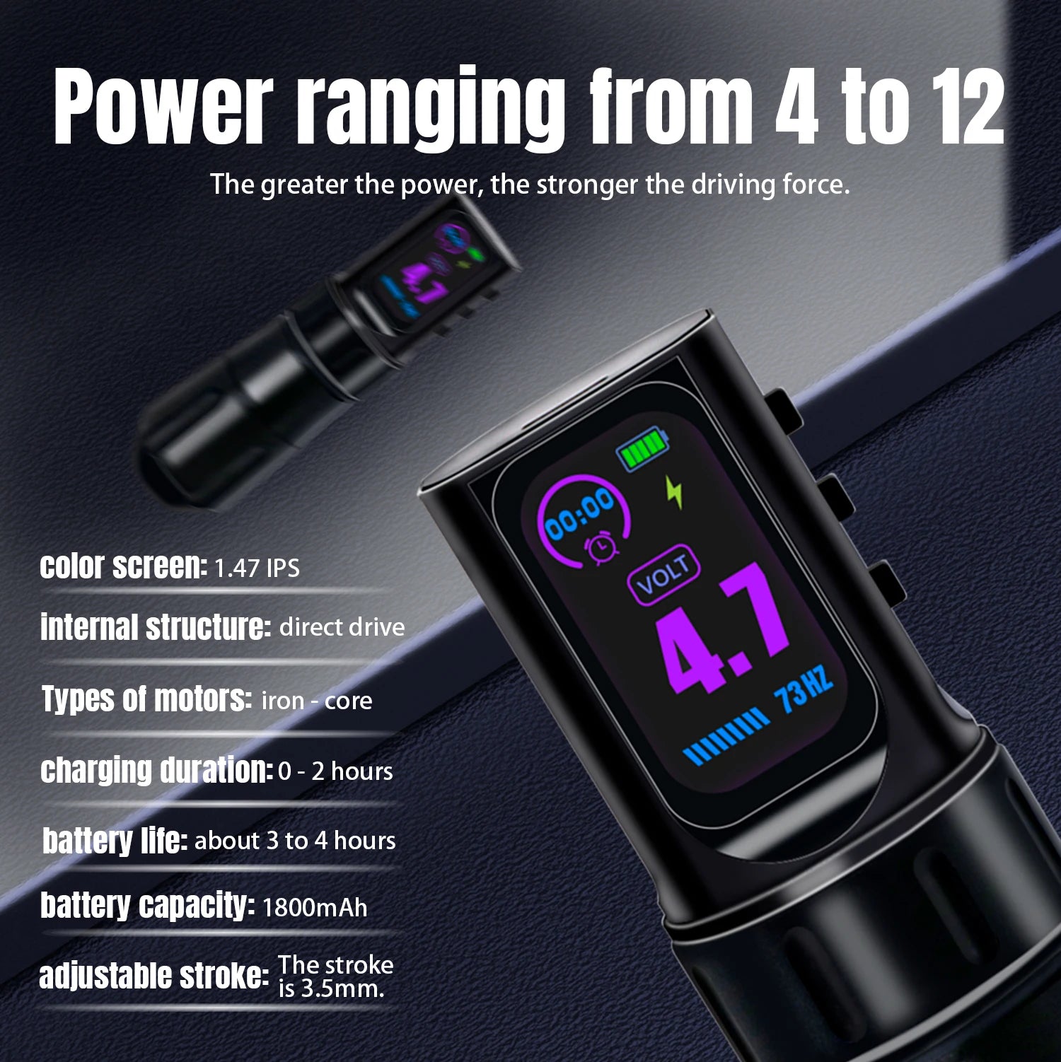 KVM Wireless Tattoo Pen Kit Tattoo Gun Kit Dual Mode Direct Drive IPS Screen Timer Function Battery 1800mAh Tattoo Machine Kit