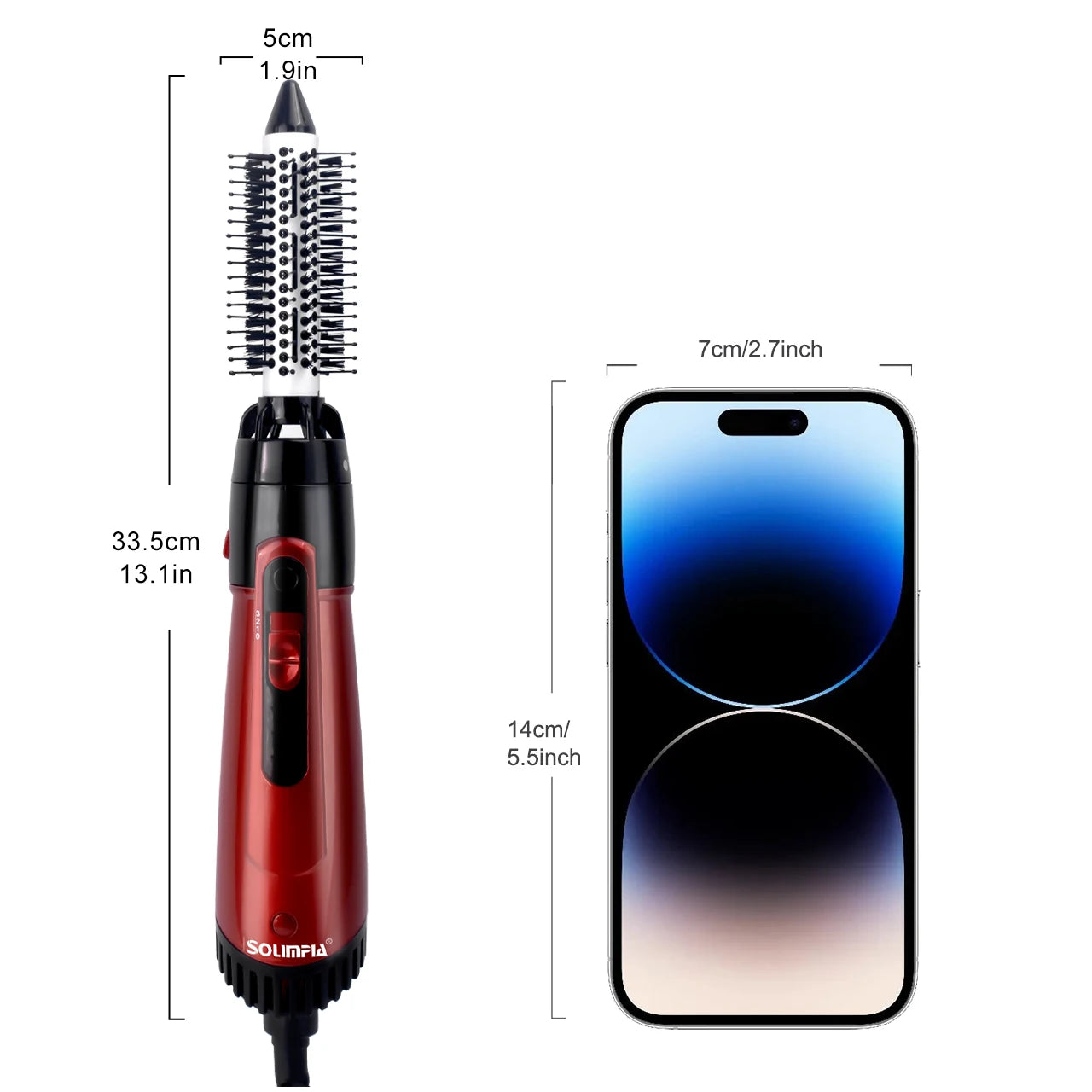 Solimpia 3-Head Hot Air Brush Hair Dryer Strong Wind Electric Straightener Curler Roller Comb Blower Styling Tool for Woman 800W