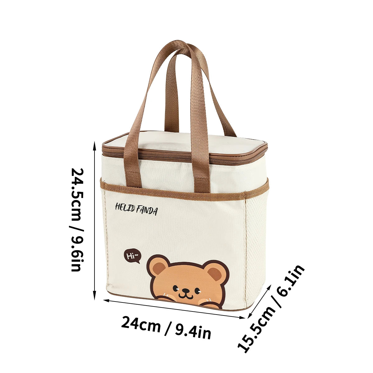 WORTHBUY Cute Thermal Lunch Box Bag Student Portable Large Capacity Insulated Lunch Bag Waterproof Reusable Picnic Cooler Bag