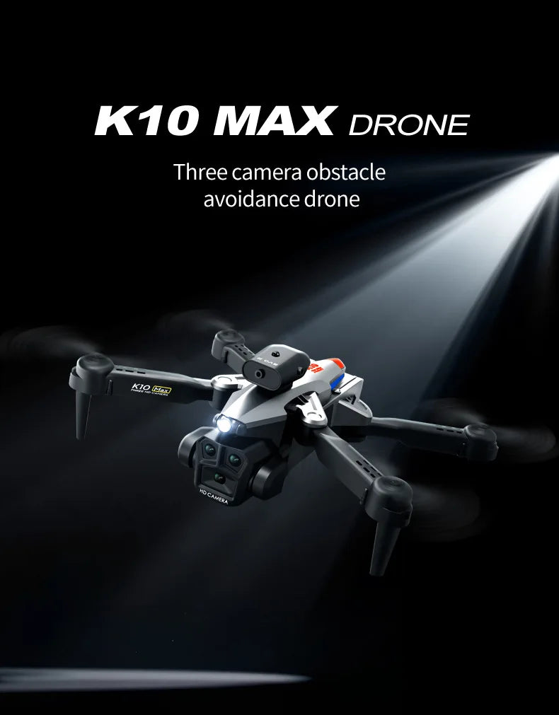 K10 Max RC Drone HD 4K Plane 3 Camera Helicopter Obstacle Avoidance Wifi FPV Quadcopter Optical Flow Aircraft Helicopter Kid Toy