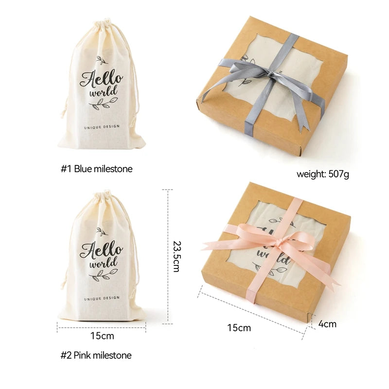 7pcs/set Wooden Baby Month Milestone Digit Record Card Newborn Birthday Gift Souvenir Baby Photo Photography Accessorie With Box