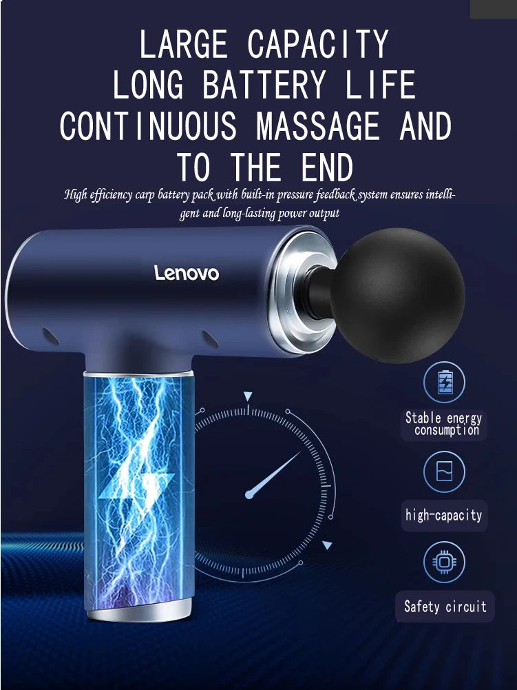 Lenovo 6 Heads Fascia Gun Professional Grade Mini Silent Sports Relaxation Massager 5th Gear Deep Tissue Electric Massage Gun