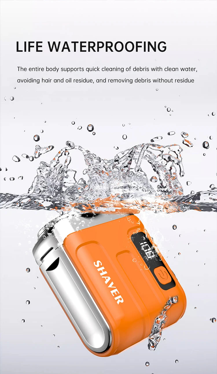 Mini Electric Smart Shaver Household Car Shaver Digital Display Dual Blade Rechargeable Shaver Powerful Beard Trimmer Tool