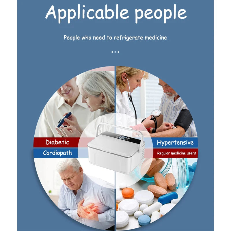 Portable Double-deck Insulin Refrigeration Box Car Mounted Household Travel Small Rechargeable Medicine Refrigeration Cold Tool